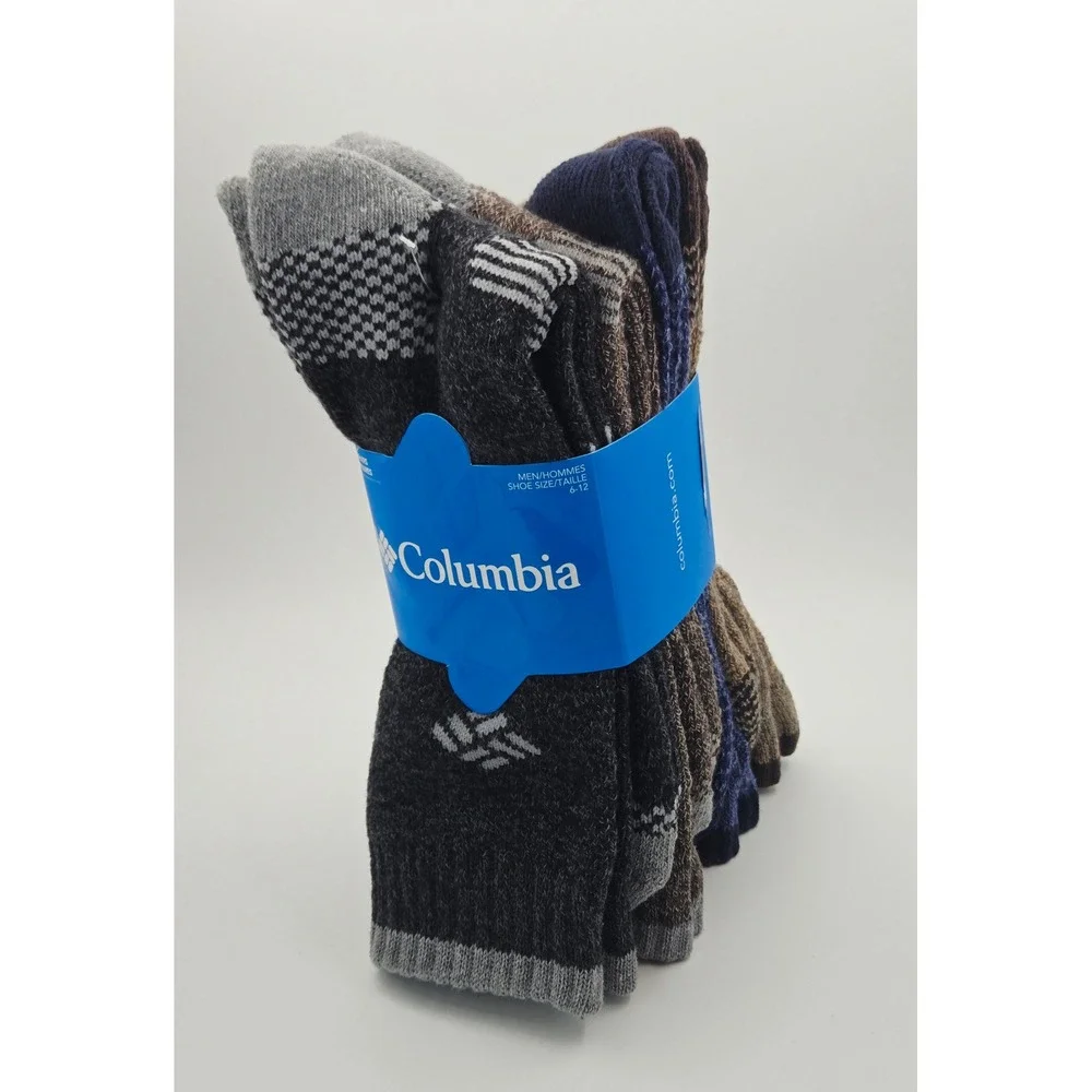 Columbia Mens 4 Pair Crew Socks Multi Color Marled Knit Shoe Size 6-12 RCS022M